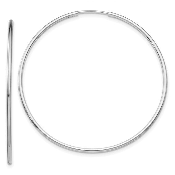 14k White Gold 1.20mm Polished Endless Tube Hoop Earrings