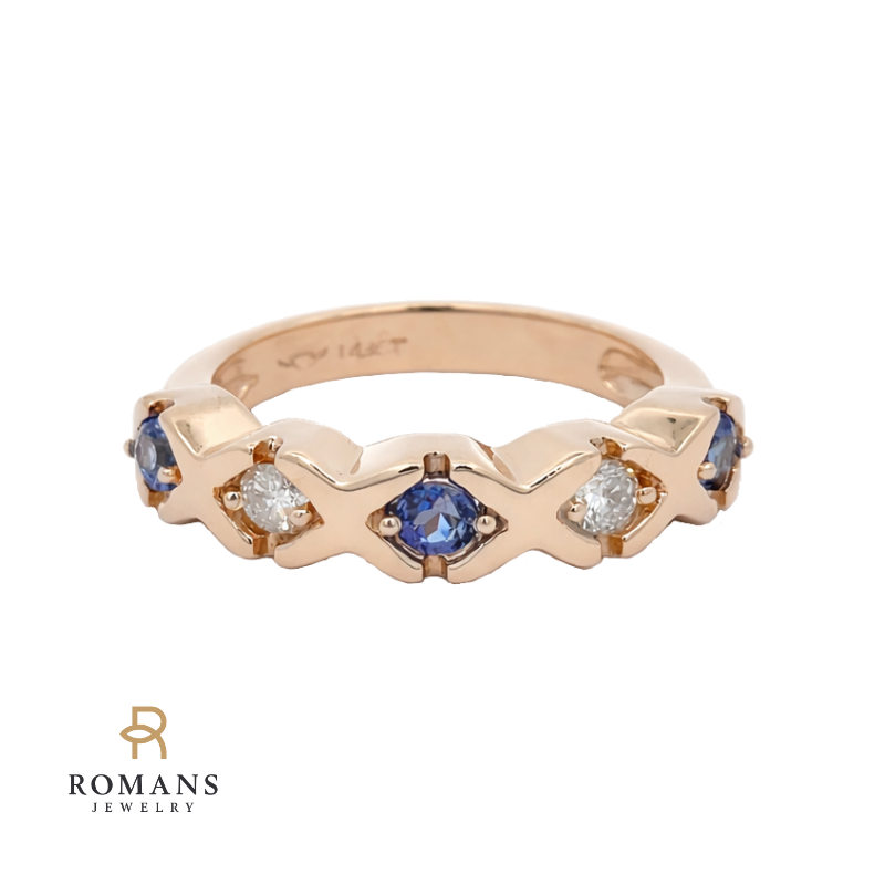 Tanzanite Diamond Band 14K Yellow Gold .27CTW