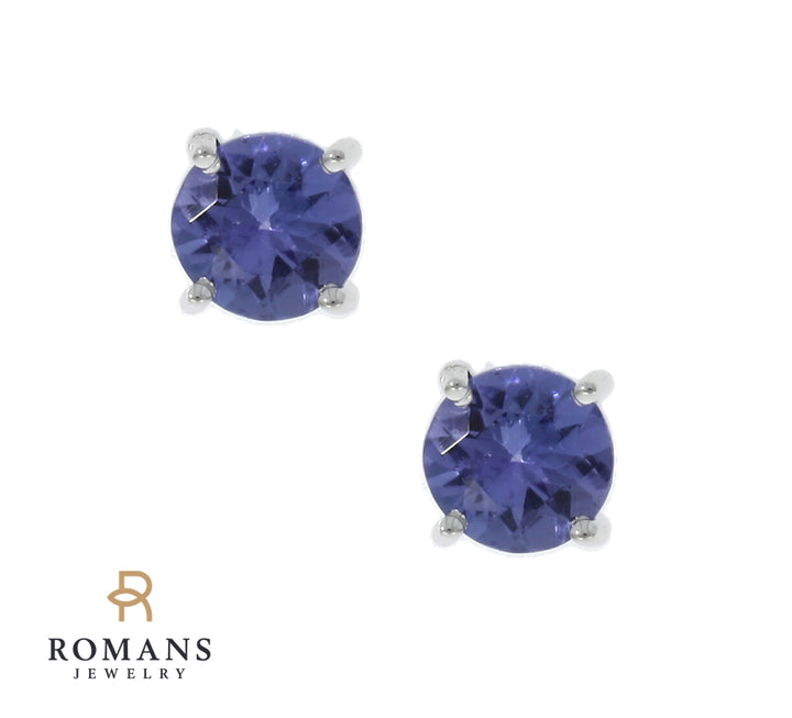 Tanzanite Stud Earrings 14K White Gold 1.60CTW