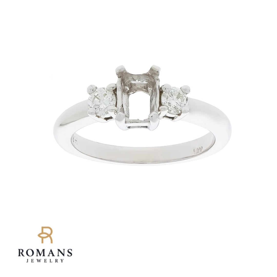 Three Stone Diamond Ring Setting 14K White Gold