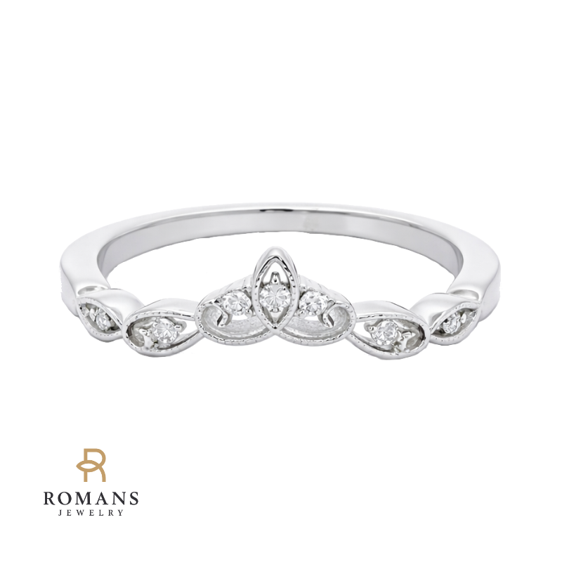 Tiara Diamond Band 14K White Gold .05CTW