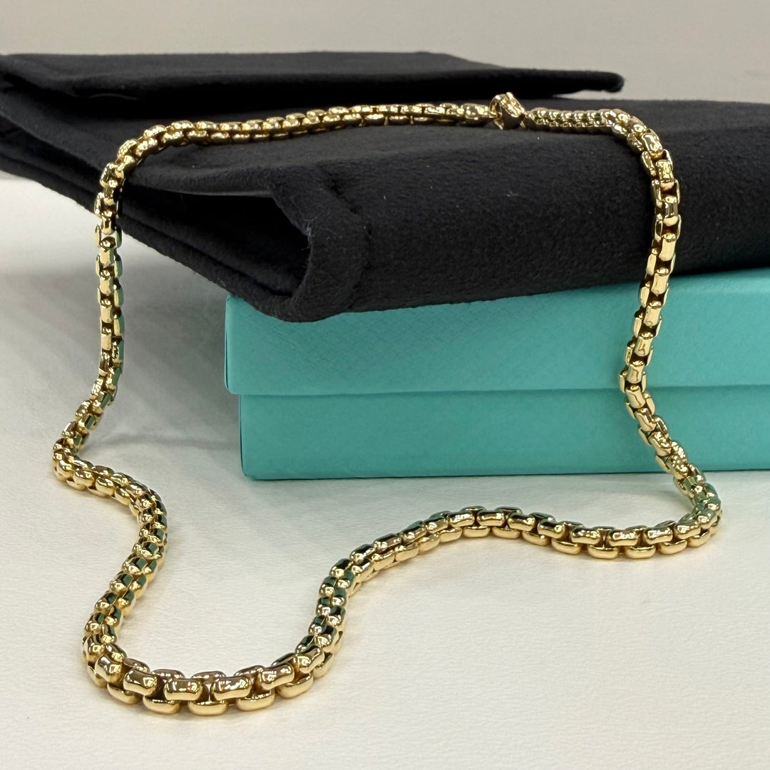 Tiffany & Co. 18K Yellow Gold Square Link Necklace 20"