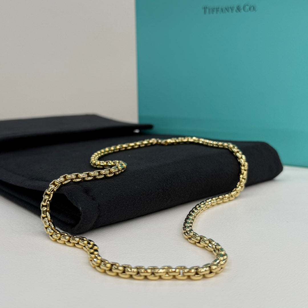 Tiffany & Co. 18K Yellow Gold Square Link Necklace 20"