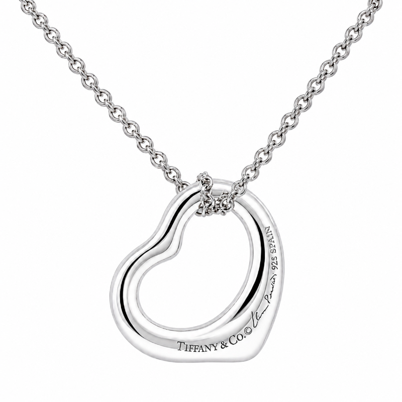Tiffany &amp; Co Elsa Peretti Heart Necklace Sterling Silver