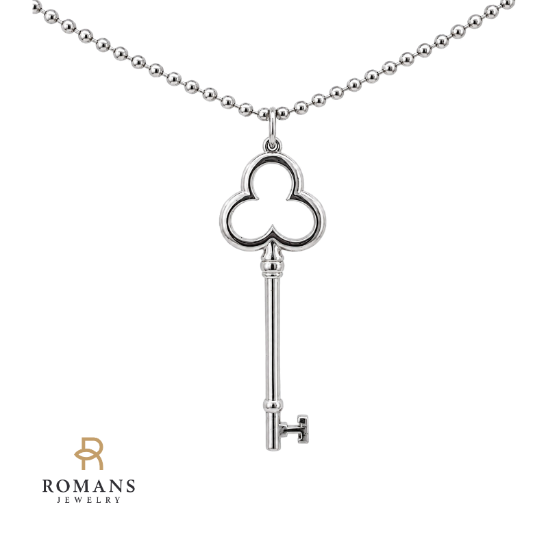 Tiffany &amp; Co Sterling Silver Key Pendant Necklace 20”