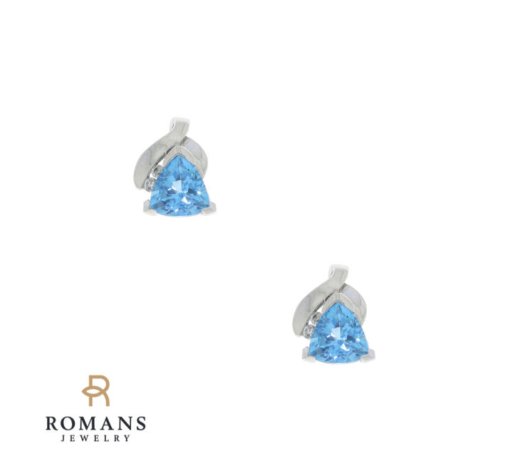 Topaz Diamond Earrings 14K White Gold 2CTW