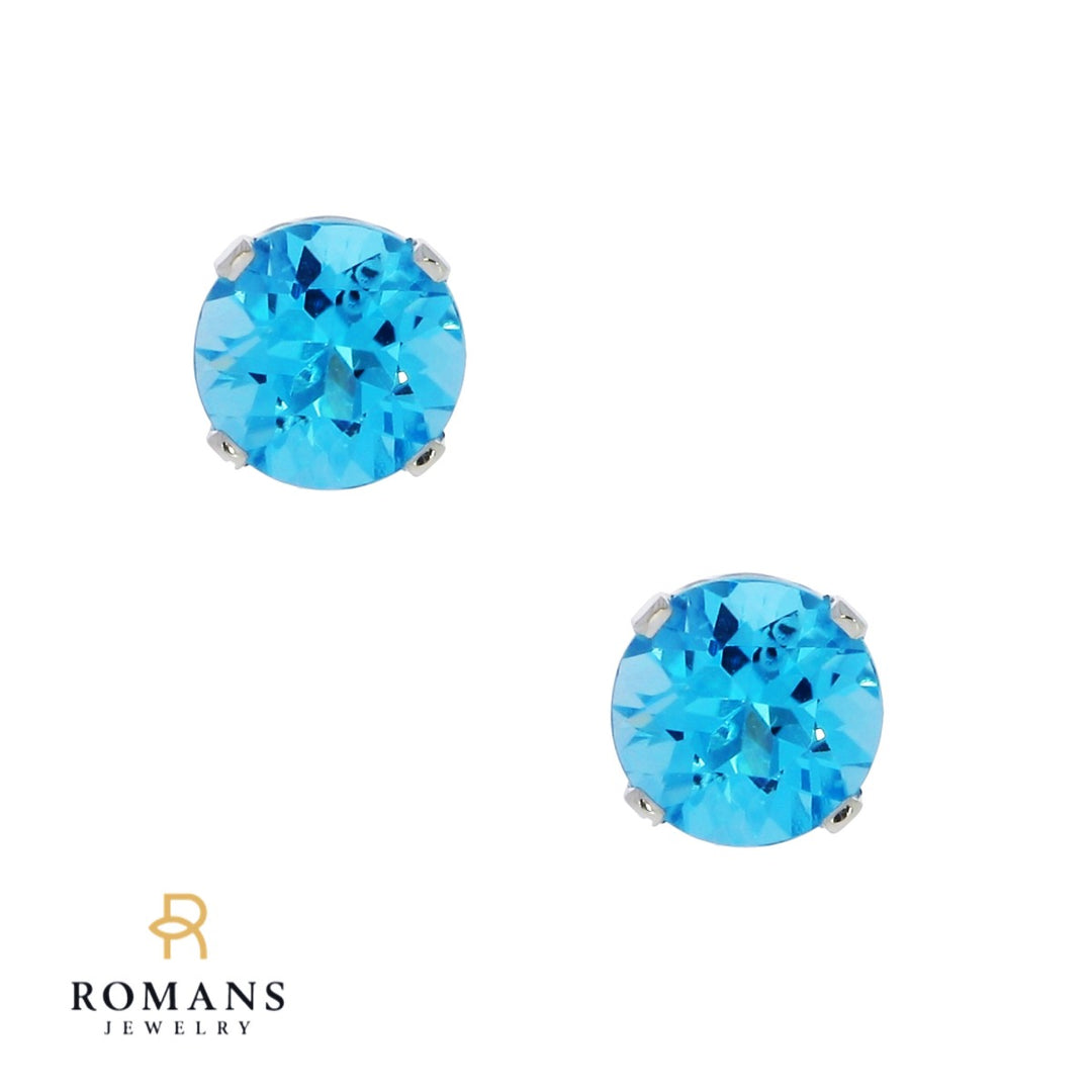 Topaz Stud Earrings 14K White Gold 1.60CTW