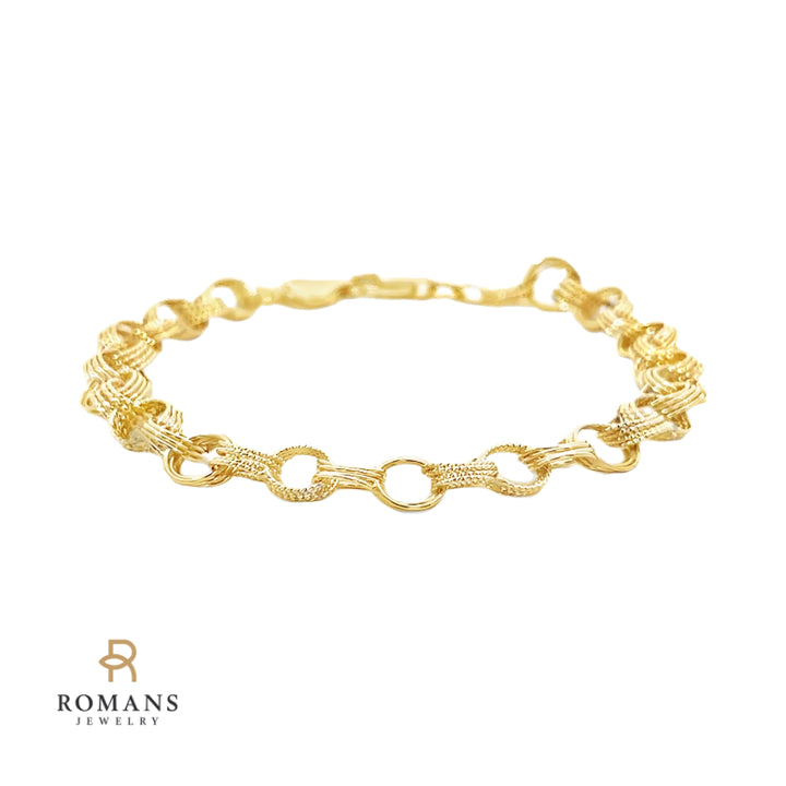 Triple Link Charm Bracelet 14K Yellow Gold