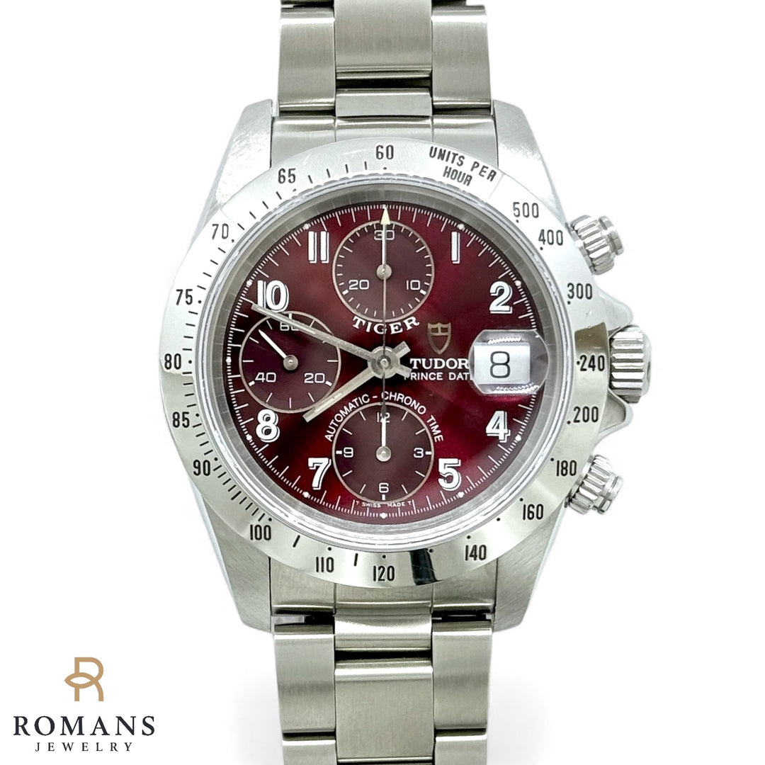 Tudor Tiger Prince Date Chronograph 79280 Oxblood Guilloché Dial