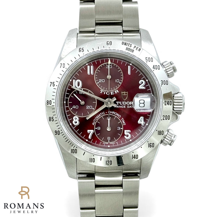 Tudor Tiger Prince Date Chronograph 79280 Oxblood Guilloché Dial