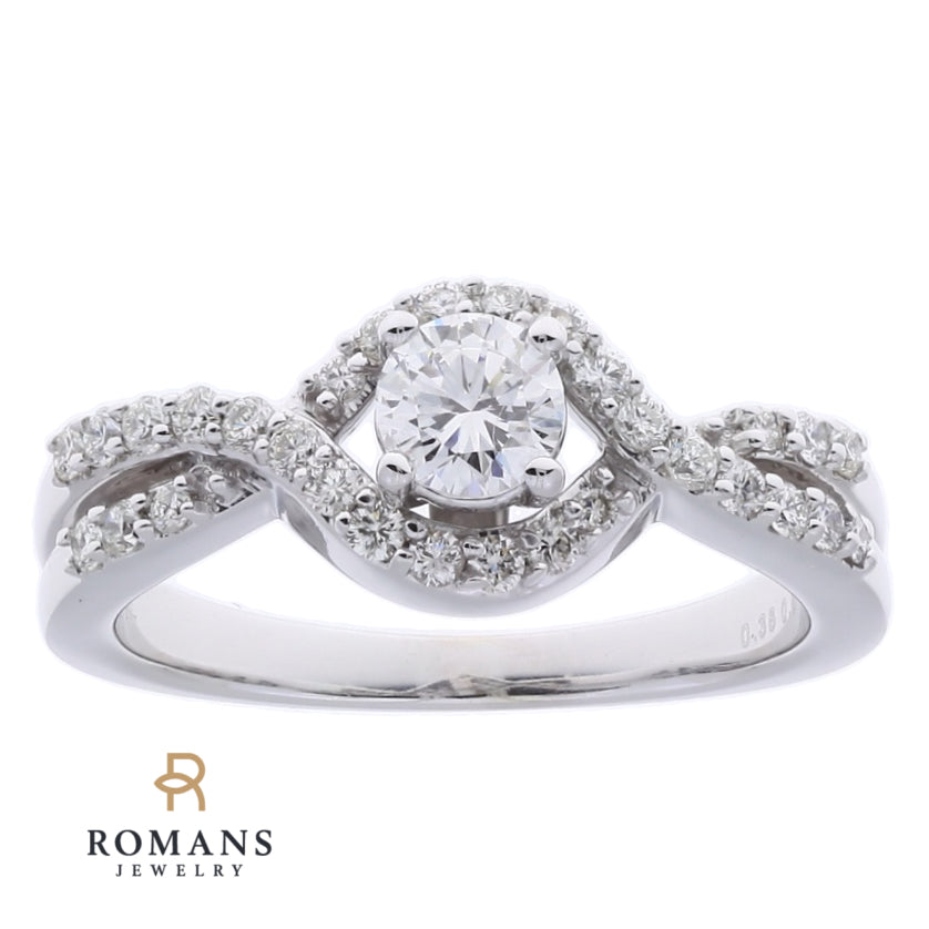Twisted Halo Diamond Ring 14K White Gold .38CT