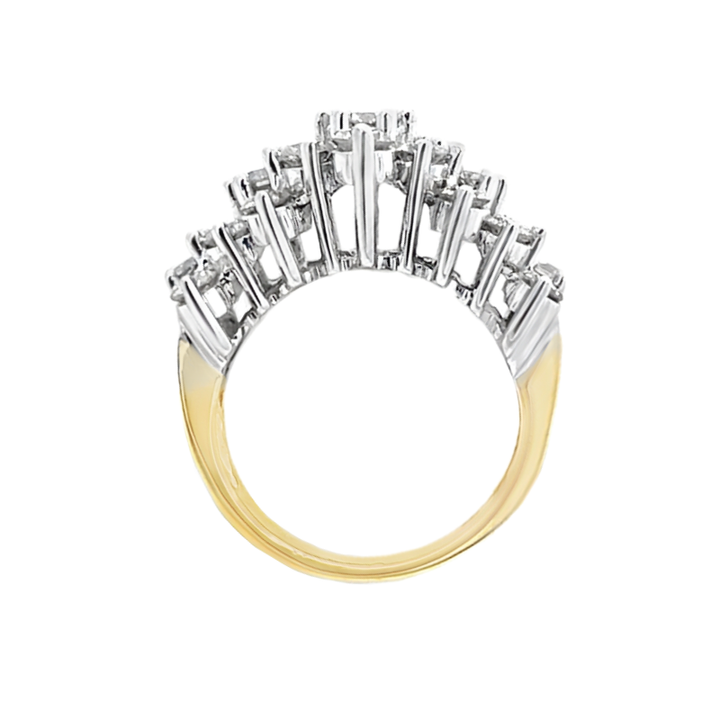 Diamond Cluster Ring 14K Two Tone 2.28CTW
