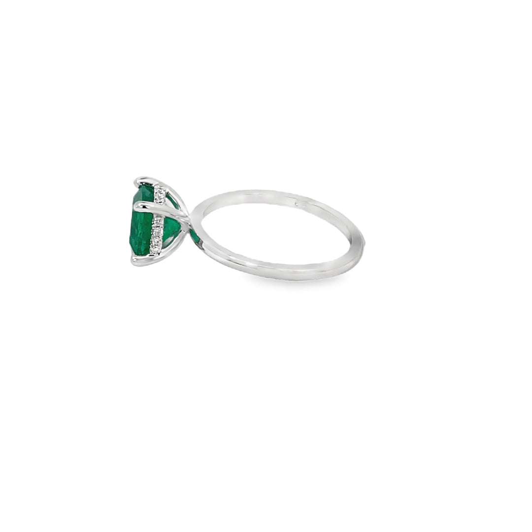 Emerald Hidden Halo Ring 14K White Gold 1.71CT