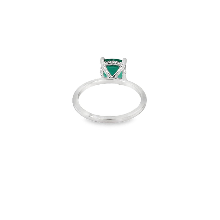 Emerald Hidden Halo Ring 14K White Gold 1.71CT