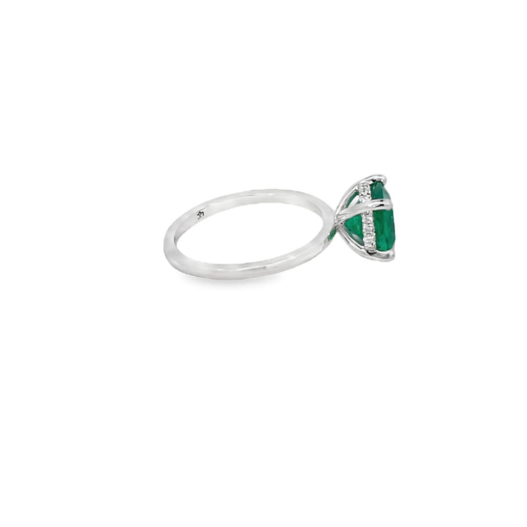 Emerald Hidden Halo Ring 14K White Gold 1.71CT