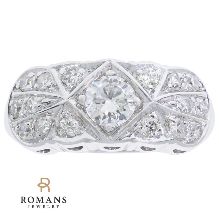 Vintage Diamond Ring 14K White Gold .44 CT