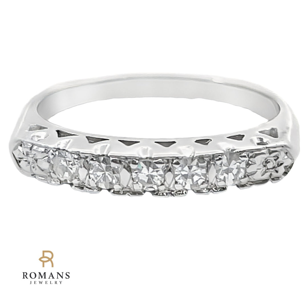 Vintage Diamond Band 14K White Gold .15 CTW