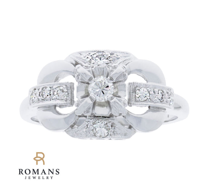 Vintage Diamond Ring 14K White Gold .20 CTW