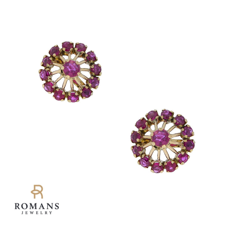 Vintage Ruby Earrings 14K Yellow Gold .74CTW