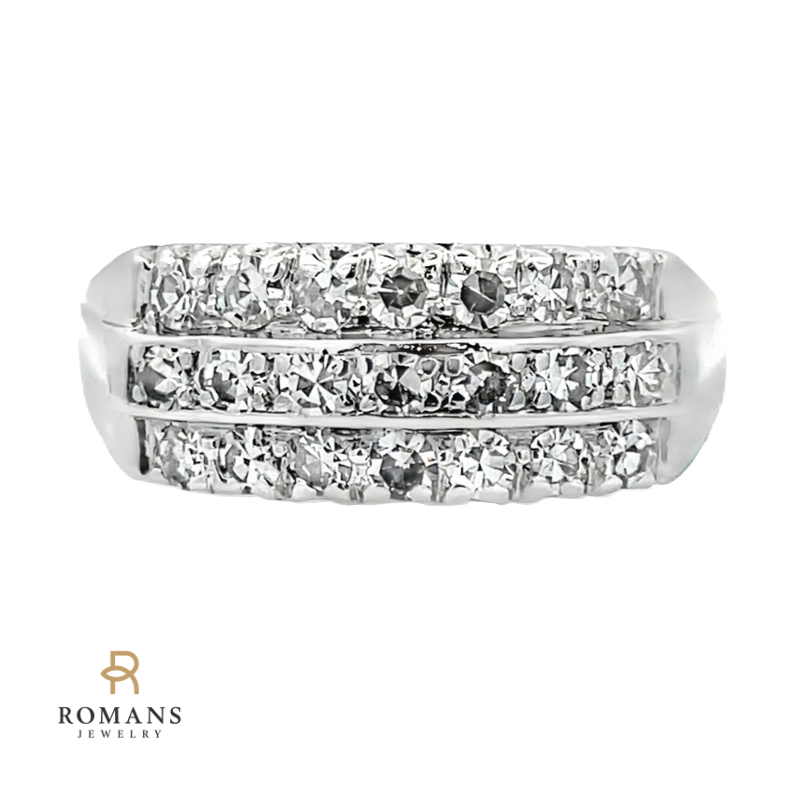 Vintage Single Cut Diamond Band Platinum 0.63CTW