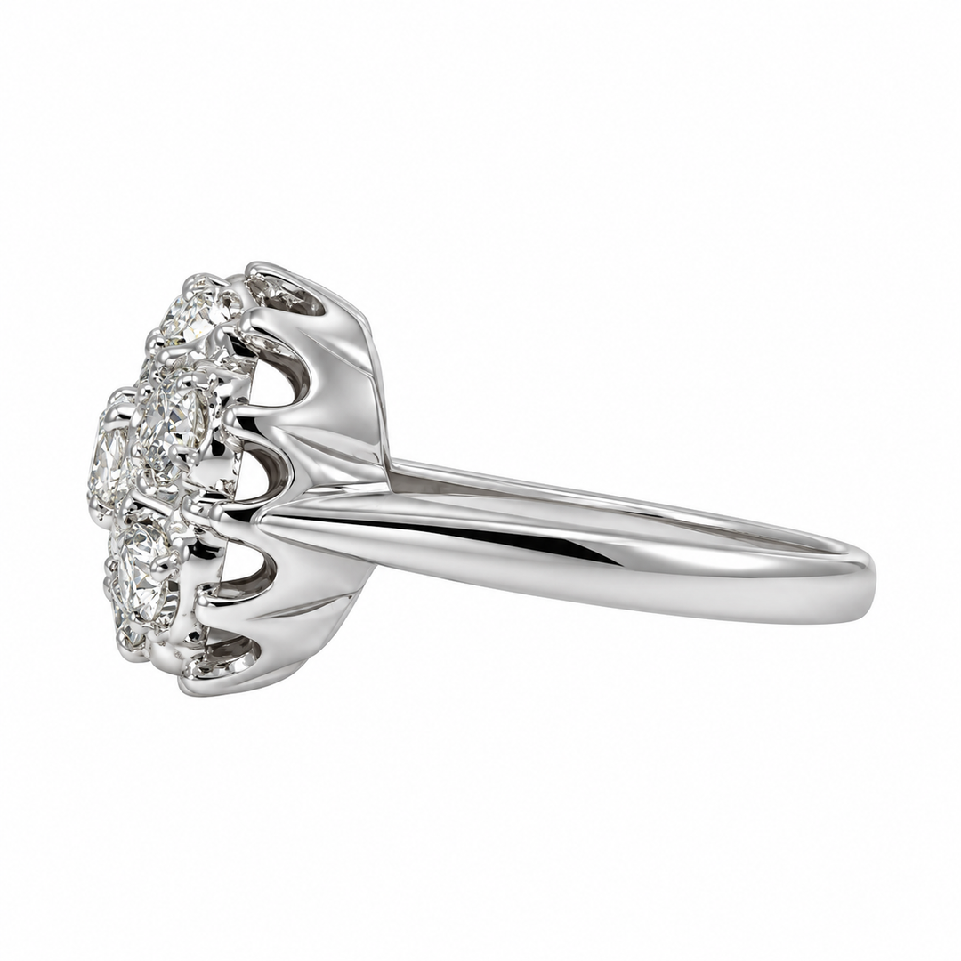 Diamond Vintage Cluster Ring 14K White Gold .84CTW