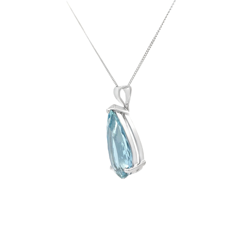 Aquamarine Pear Cut Pendant 14K White Gold 15.58CT GIA