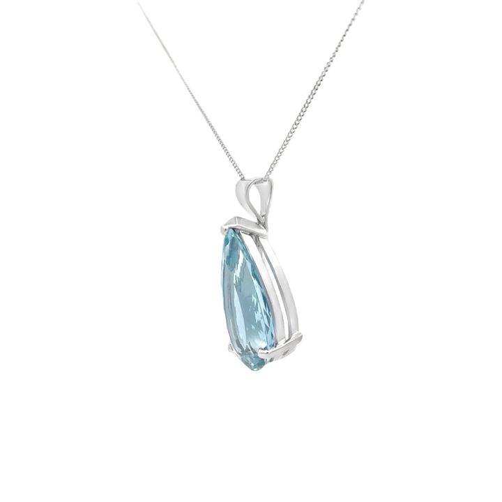 Aquamarine Pear Cut Pendant 14K White Gold 15.58CT GIA