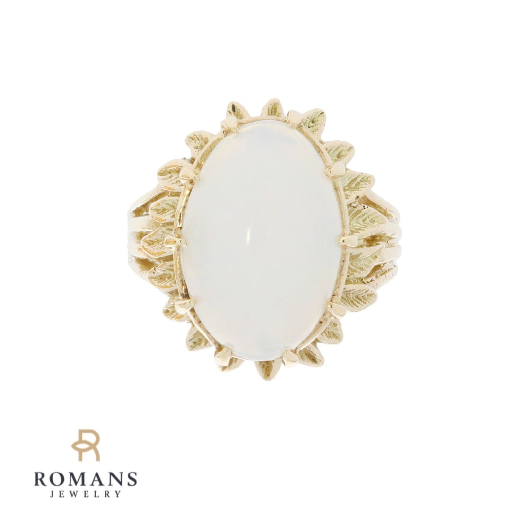 White Opal Ring 14K Yellow Gold 6.47 CTW