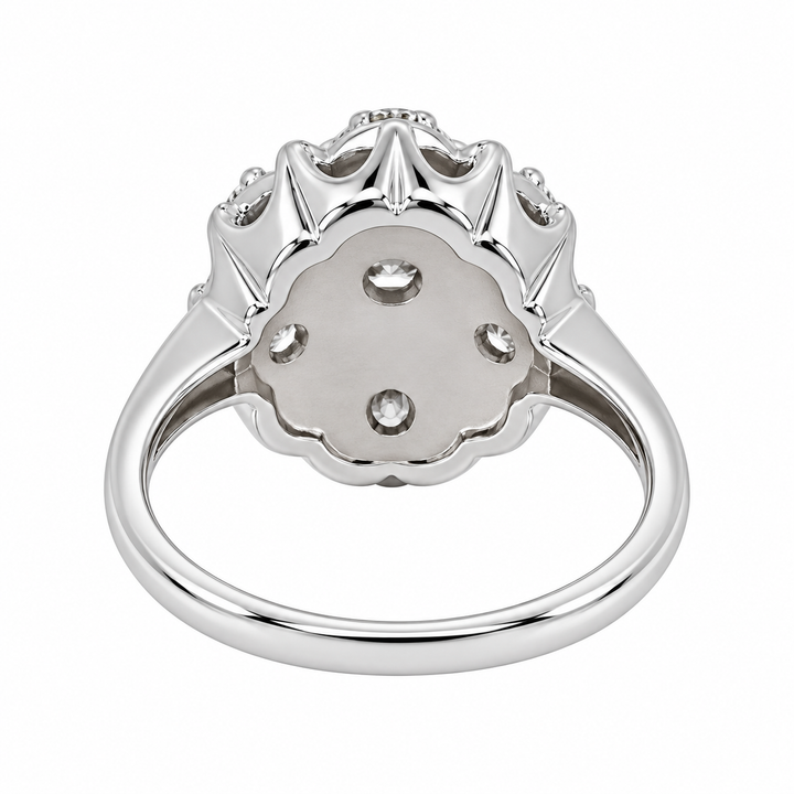 Diamond Vintage Cluster Ring 14K White Gold .84CTW