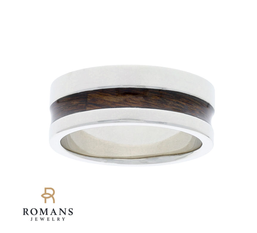 Woodenly Band 7MM 14K White Gold