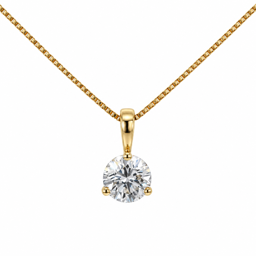 14K yellow gold natural diamond solitaire pendant featuring a 0.47CT diamond in a classic, elegant setting.