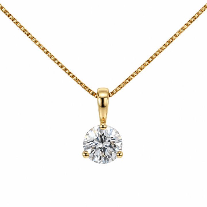 14K yellow gold natural diamond solitaire pendant featuring a 0.47CT diamond in a classic, elegant setting.
