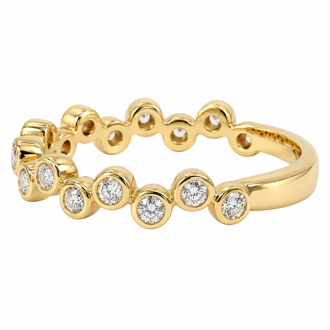 Bezel Set Bubble Diamond Band 14K Yellow Gold .32CTW