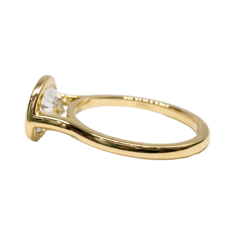 Lumière Solitaire Bezel 2CT Horizontal Oval Lab Diamond 14K Yellow Gold