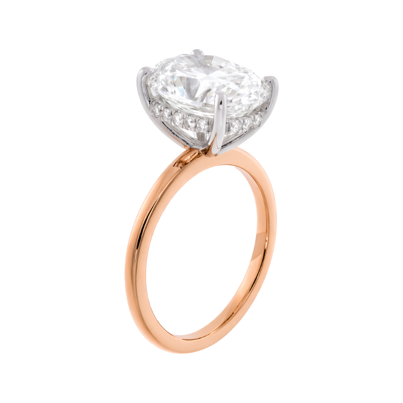 Covenant Hidden Halo Oval Engagement Ring 14K Two Tone