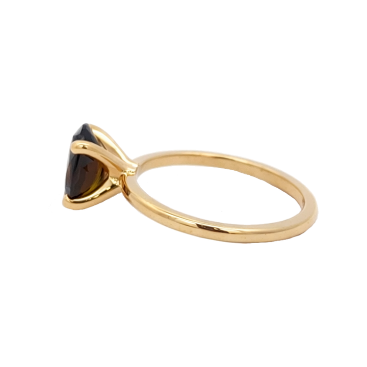 Oval Brown Tourmaline Solitaire 14K Yellow Gold 1.60CT