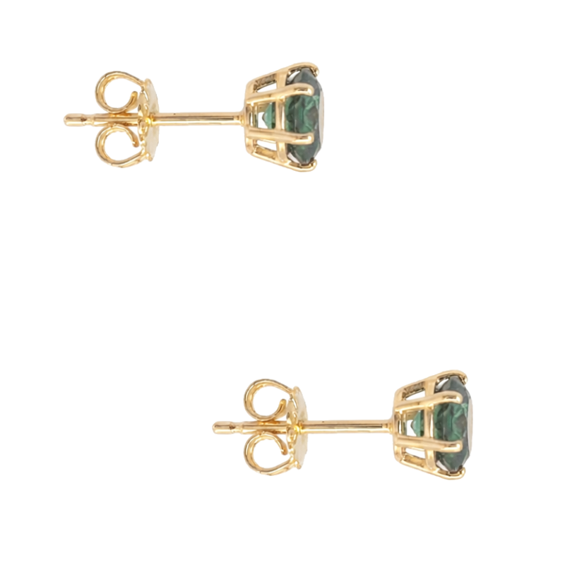 Oval Natural Green Tourmaline Studs 1.50CTW 14K Yellow Gold