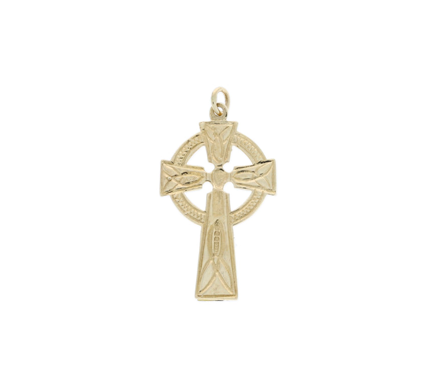 Agate Cross Pendant 9K Yellow Gold