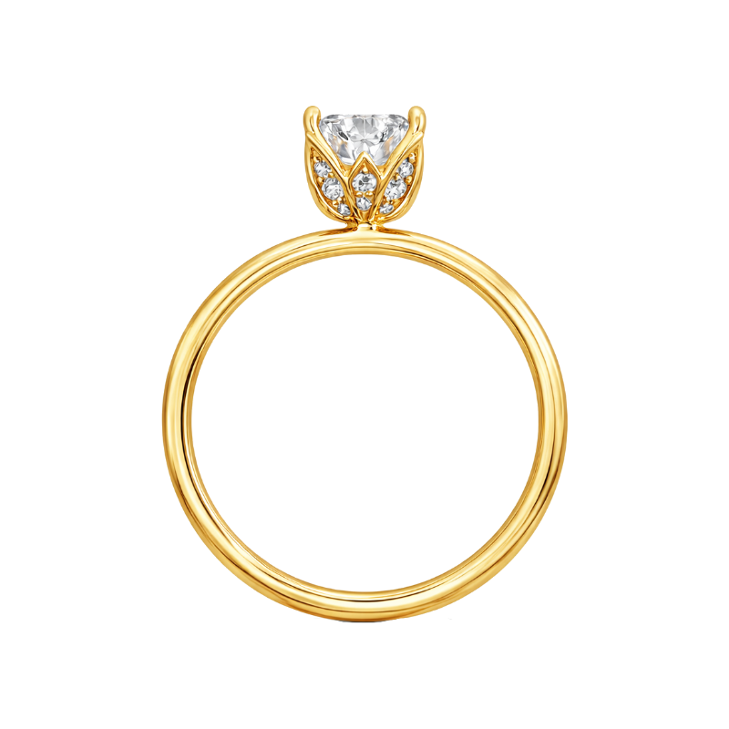 Romalla Solitaire 1.50CT Cushion Cut Lab Diamond Ring 14K Yellow Gold