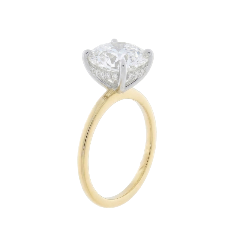 Covenant Hidden Halo Oval Engagement Ring 14K Two Tone
