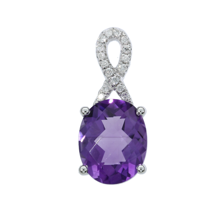 Amethyst Diamond Pendant 14K White Gold 2.62CT