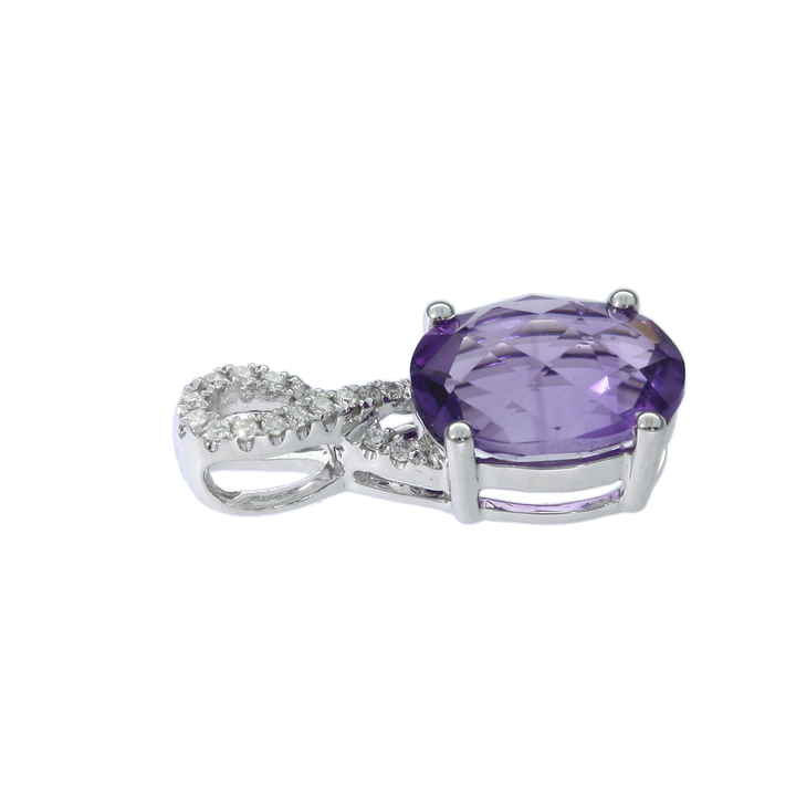 Amethyst Diamond Pendant 14K White Gold 2.62CT