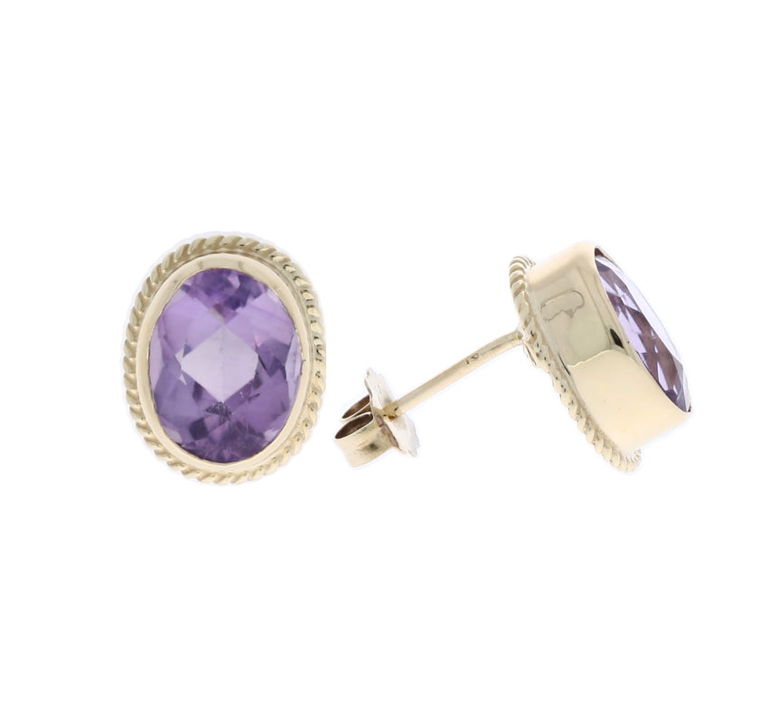 Amethyst Earrings 14K Yellow Gold