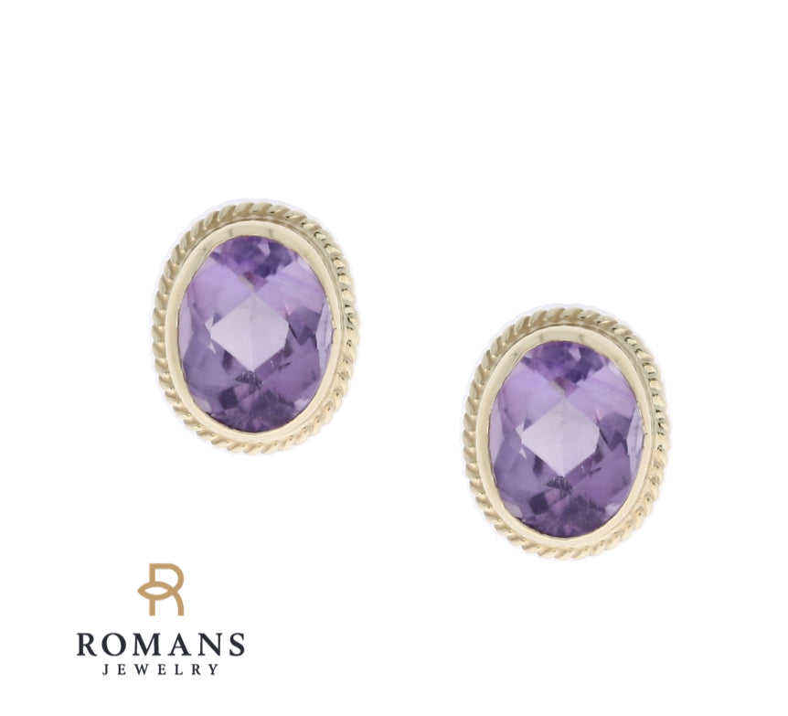 Amethyst Earrings 14K Yellow Gold