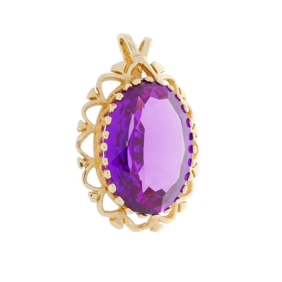 Amethyst Pendant 14K Yellow Gold 6.16CT