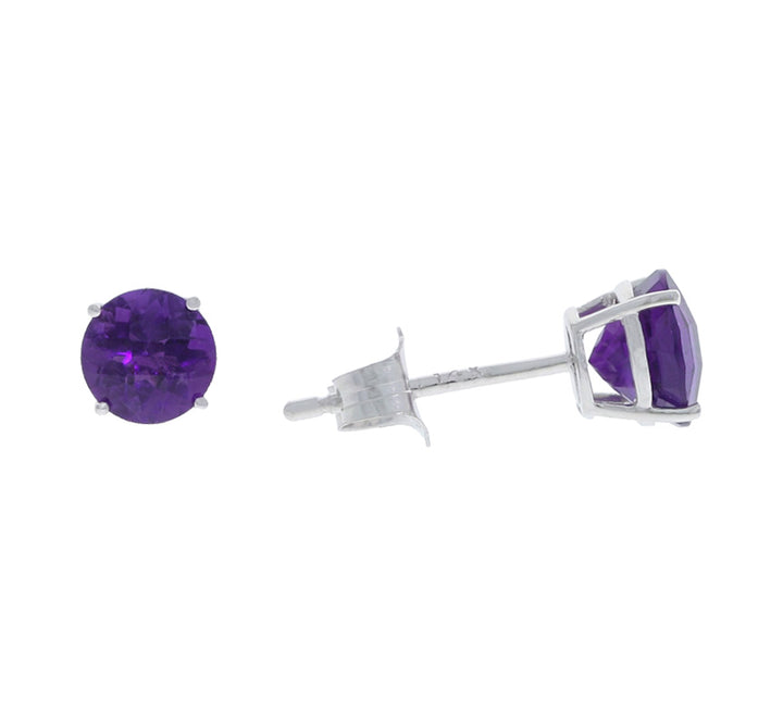 Amethyst Stud Earrings 14K White Gold 1.69CTW