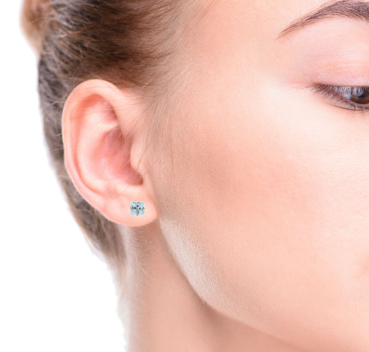 Aquamarine Stud Earring 14K Yellow Gold 1.87CTW