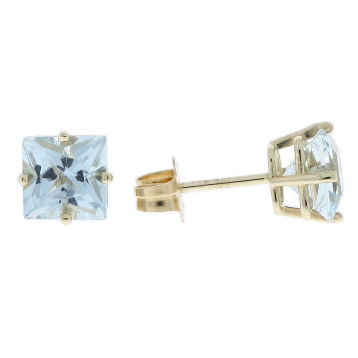Aquamarine Stud Earring 14K Yellow Gold 1.87CTW