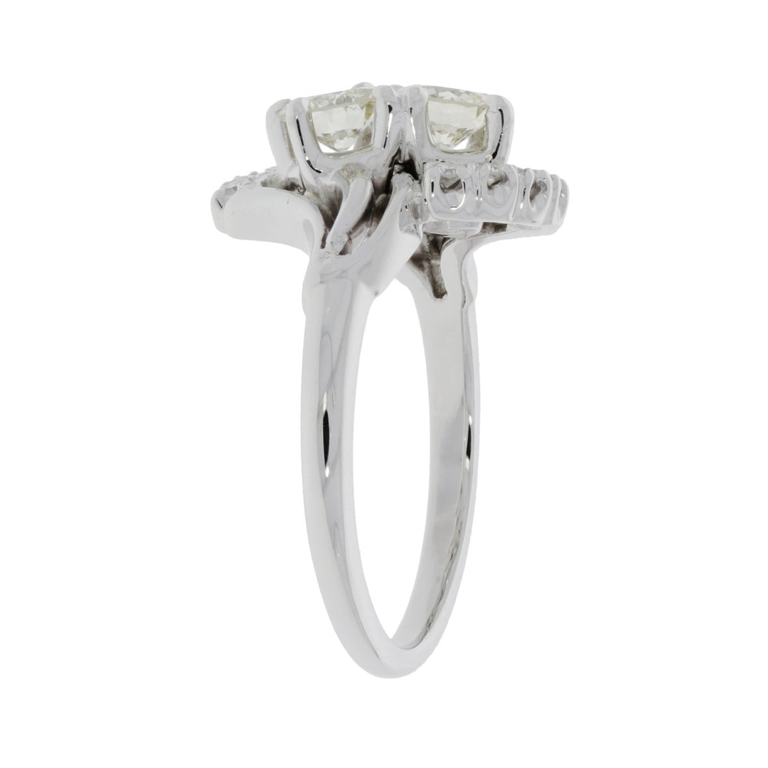 Vintage Art Deco Diamond Ring 14K White Gold 1.28CT