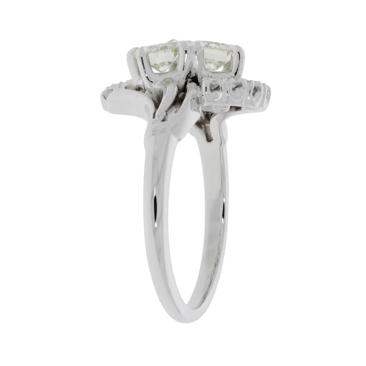 Vintage Art Deco Diamond Ring 14K White Gold 1.28CT